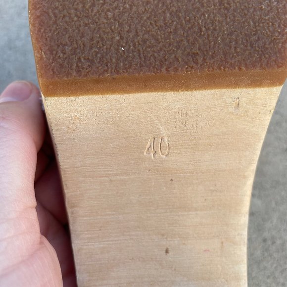 RARE Hasbeens wooden clogs - pink & white - cross-strap - Picture 7 of 7